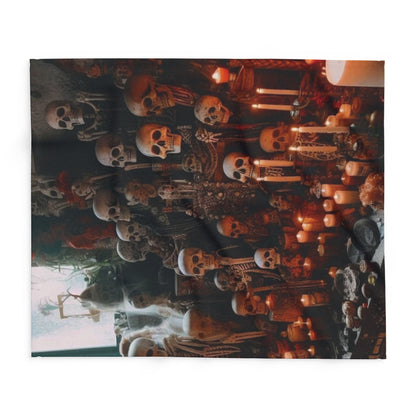 Detailed view of the Decorative and Warm Halloween Spooky Arctic Fleece Blanket showcasing intricate Halloween-themed designs, perfect for Halloween festivities.