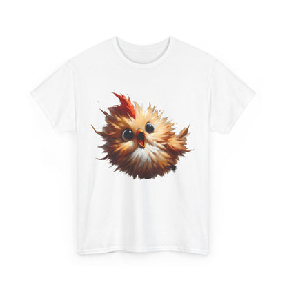 Vibrant graphic unisex cotton t-shirt featuring a delightful cartoon bird design, embodying joy and playfulness.