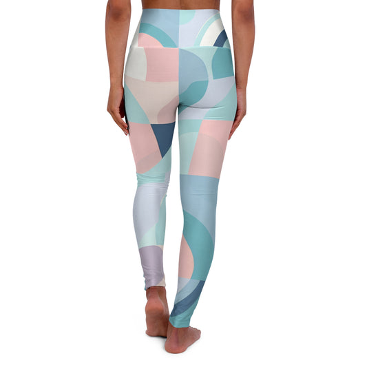 Close-up of Dazzling Dreams Studio Modern Elegance Pastel Leggings, featuring elegant pastel hues and a contemporary geometric pattern, perfect for fashion-forward activewear.
