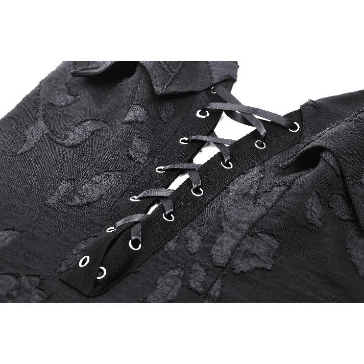 Dark in Love Zemira Plunge Floral Dress featuring luxurious 3D floral fabric and elegant lace-up neckline, showcasing a unique bat wings effect.