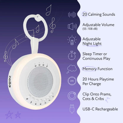 Zello Portable White Noise Machine & Nightlight Baby Sleep Aid