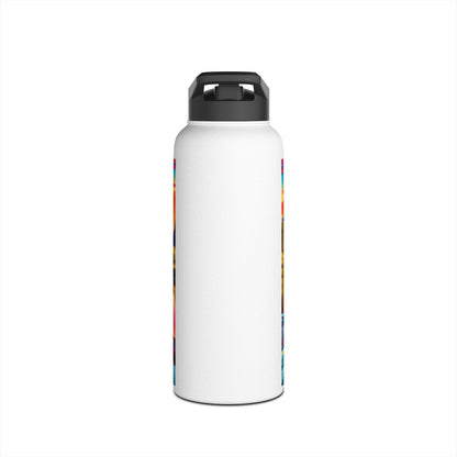 Sophisticated Fantasy Paddleboarding Stainless Steel Water Bottle in a graceful white finish, complete with vibrant colour patterns for the fashionable adventurer.
