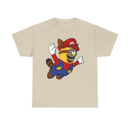 Super Minionworld Unisex Men’s Women’s Graphic Cotton Funny T Shirt Tee displaying a charming Minion in a nostalgic gaming costume, making it an ideal choice for those who love funny Minion-themed clothing.