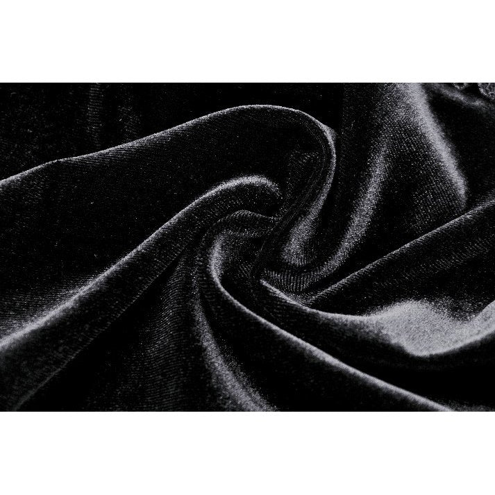 Close-up of Dark in Love Lavinia Shrug's luxurious velvet fabric and feminine lace detailing, ideal for adding elegance to a dark ensemble.