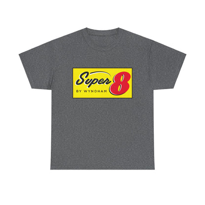 Super 8 Retro Logo Unisex Graphic Tee in dark grey, embodying a timeless vintage style perfect for fashion-forward individuals.