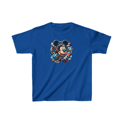 Child’s Blast Off with Mickey Astronaut Unisex Graphic Tee Shirt Kids in royal blue, displaying a joyful Mickey Mouse astronaut against a backdrop of colourful planets and energetic rocket imagery.