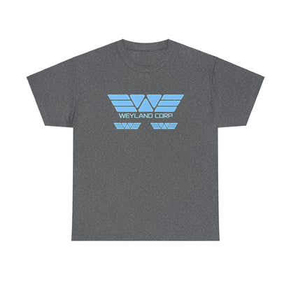 Weyland Corporation - Alien - Retro Logo Graphic Tee Unisex in dark grey, showcasing a bold blue graphic logo that combines nostalgia with contemporary style.
