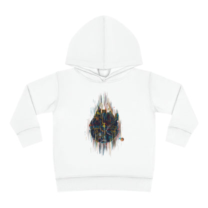 Luxury Millenium Falcon Hoodie for kids aged 2-5 years, featuring a unique graphic design on a soft white fleece fabric.