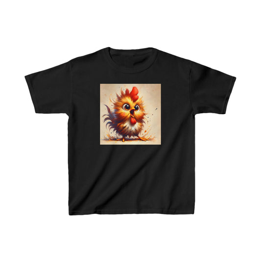Child's Unisex Cartoon Bird Graphic Cotton Tee in black featuring a cute cartoon bird design, perfect for stylish young gamers.