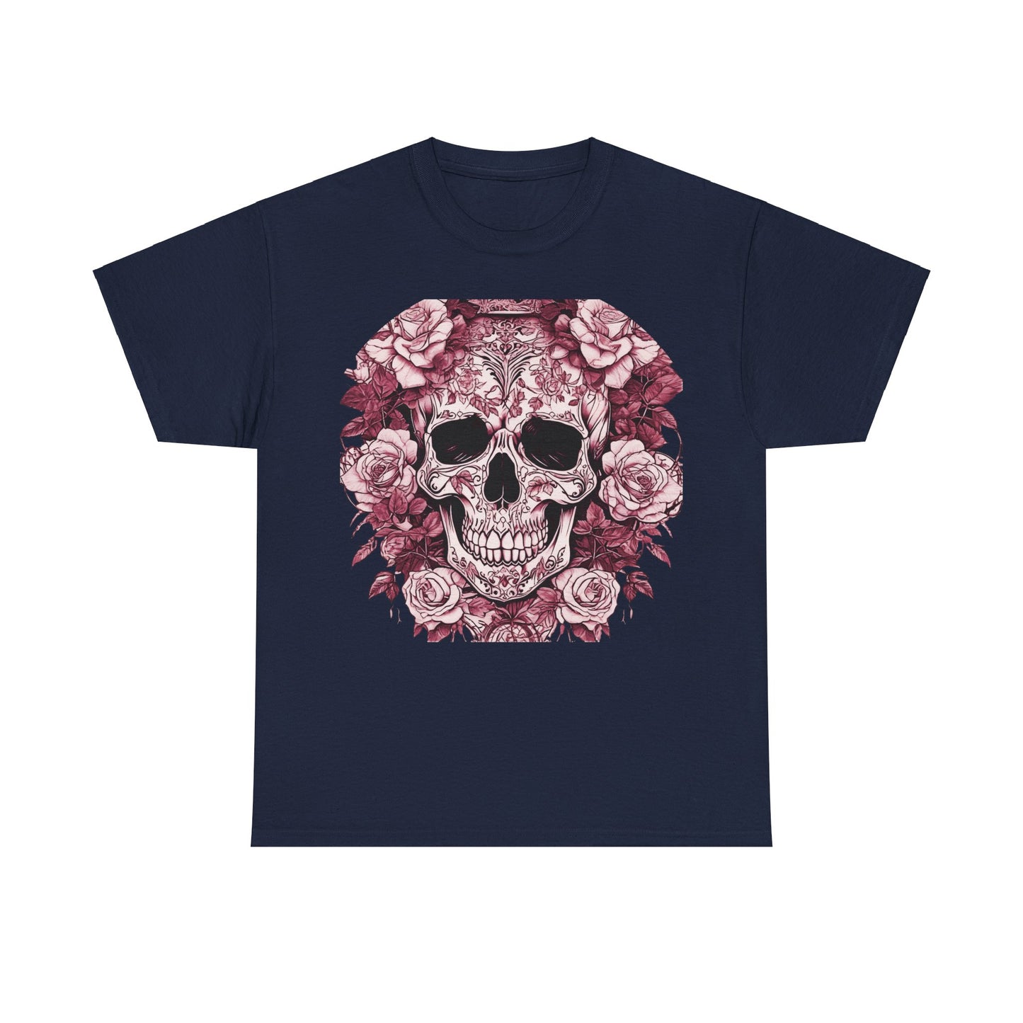 Skulls and Roses Cotton Tee, Unisex Graphic Shirt, 7 color choice