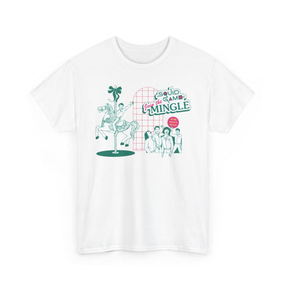 Sophisticated graphic tee in pristine white, capturing a humorous Squid Game statement with vibrant illustrations and captivating designs to elevate your wardrobe.