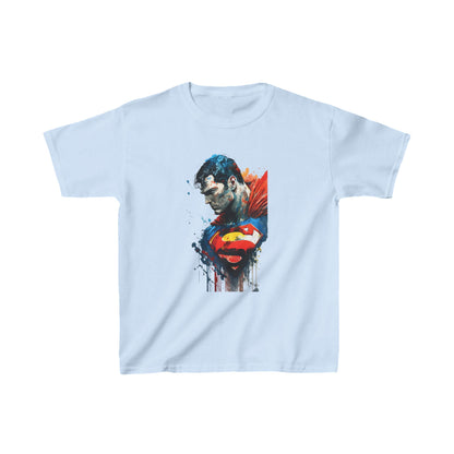 Unisex Kids Superman Cotton T Shirt Tee Youths Childs - Light blue t-shirt featuring a bold graphic of Superman, perfect for young champions looking to express their love for the superhero.