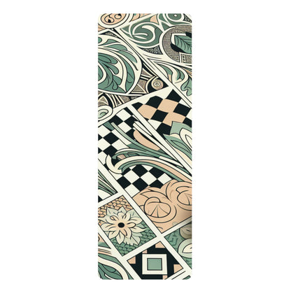 Vivienne Belmont Pastel Green Yoga Mat by Dazzling Dreams Studio with stylish anti-slip design and modern checkerboard patterns for a luxurious yoga experience.