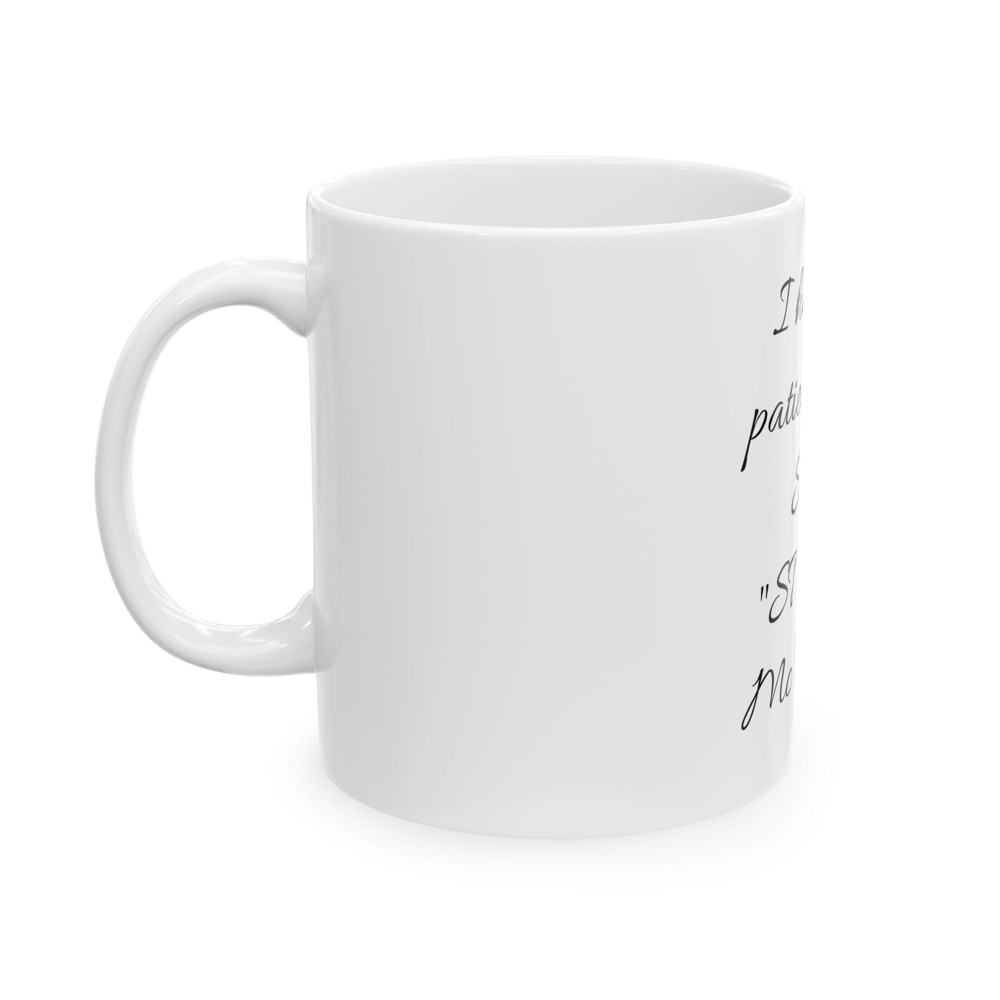 Close-up of the F-word mug showcasing its glossy ceramic finish, ideal for those with a love for adult humour.
