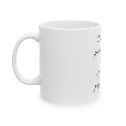 Close-up of the F-word mug showcasing its glossy ceramic finish, ideal for those with a love for adult humour.