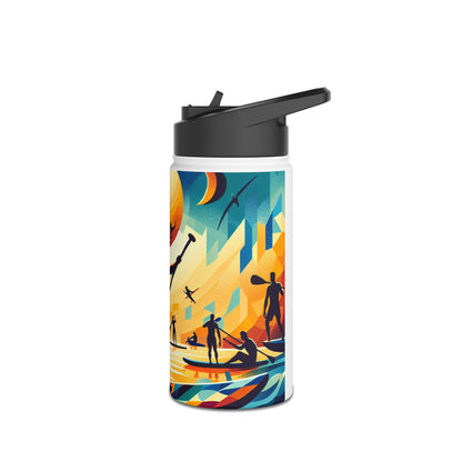 Fantasy Paddleboarding Stainless Steel Water Bottle showcasing vibrant paddleboarding artwork, perfect for adventurous spirits.