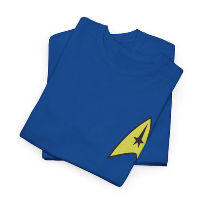 Star Trek Starfleet uniform Unisex Men's Women's Graphic T Shirt Tee featuring a bold yellow insignia on a rich blue fabric, ideal for showcasing your adventurous spirit.
