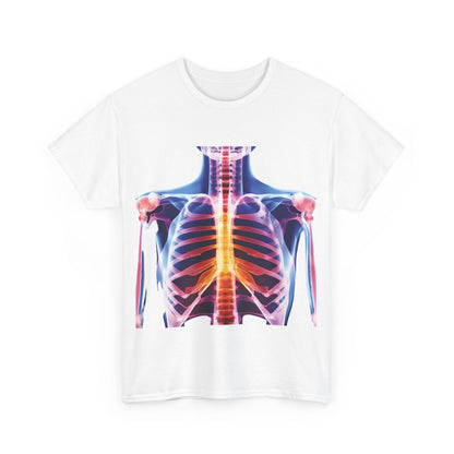Xray Graphic T-Shirt featuring a vibrant skeletal design, a luxury unisex cotton streetwear top ideal for trendy urban outfits.