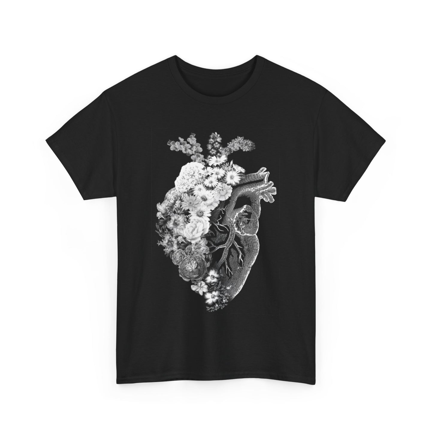 Floral Heart Womens Graphic Cotton Funny T Shirt Tee urban street