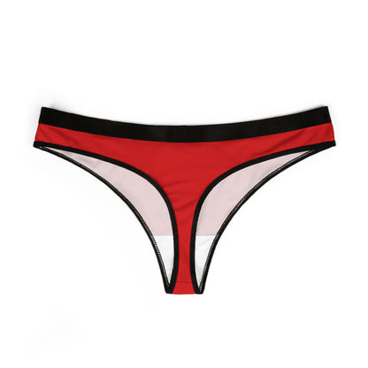 Luxurious red women's thong with contrasting black trim, showcasing a flirty design ideal for Valentine's Day or intimate gifting.