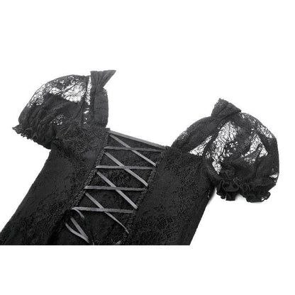 Elegant Dark In Love Morwenna Black Gothic Maxi Dress featuring a lavish velvet bodice and intricate lace overlay, perfect for dark romantic styles.