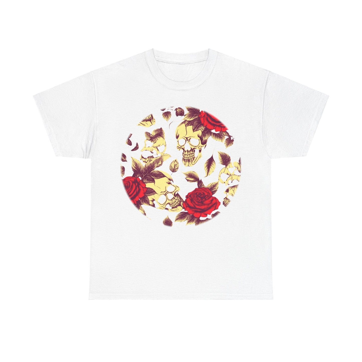 Skulls and Roses Cotton Tee, Unisex Graphic Shirt, 7 color choice