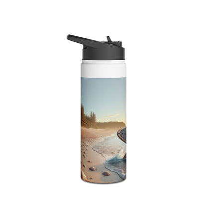 Beautiful Fantasy Paddleboarding Stainless Steel Water Bottle with stunning beach art, designed for elegance and functionality during your water sports excursions.