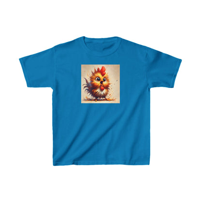 Child's Unisex Cartoon Bird Graphic Cotton Tee in vibrant blue featuring a delightful cartoon bird design, perfect for the playful young child.