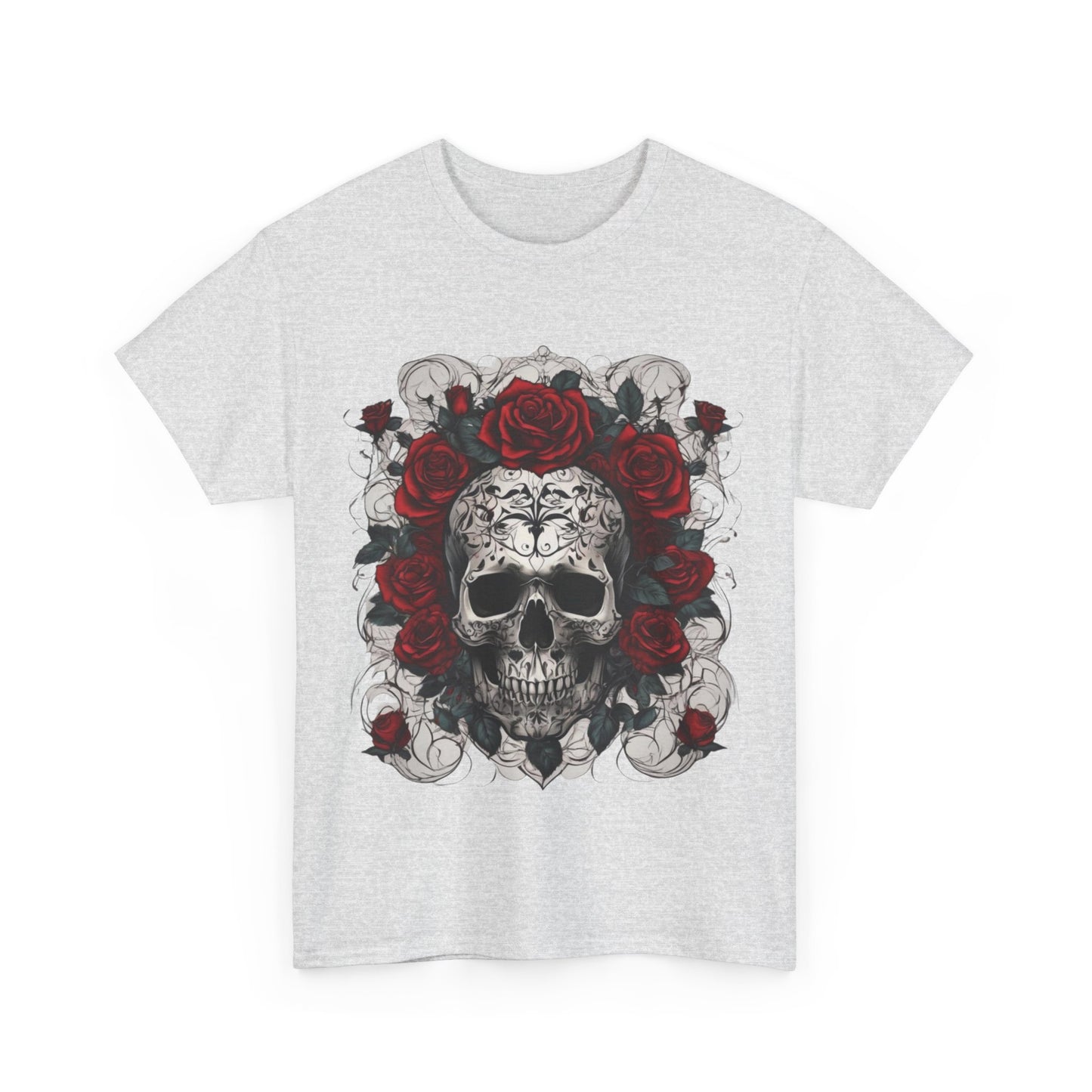 Skulls and Roses Cotton Tee, Unisex Graphic Shirt,