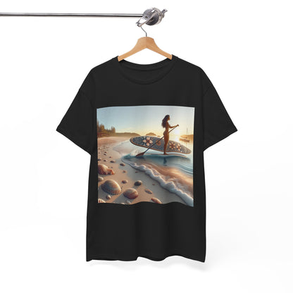 Delightfull Paddle Board T-Shirt by Dazzling Dreams Studio showcasing a stylish paddleboarding graphic, perfect for water sports enthusiasts with a luxury feel.