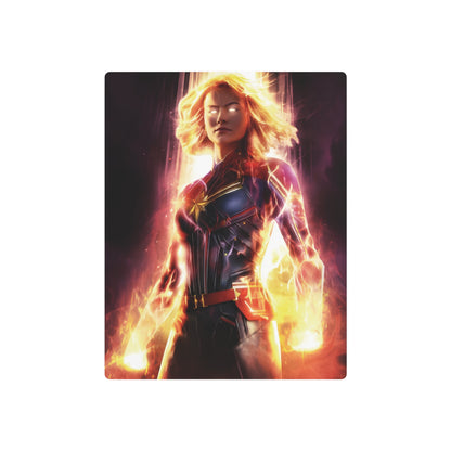 Sophisticated Captain Marvel Metal Art Poster featuring luminous detailing, designed from high-quality matte aluminium, ideal for transforming walls into artful displays.