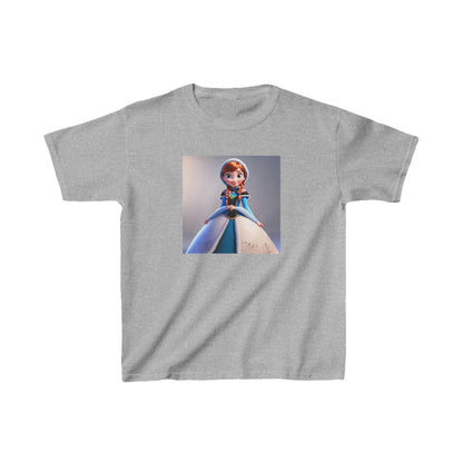 Kids Frozen Anna Heavy Cotton T-Shirt in elegant grey, showcasing a delightful design of Anna, ideal for adding a touch of magic to kids' wardrobes.