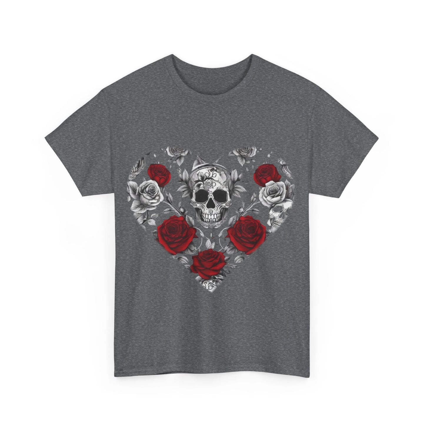 Skulls and Roses Cotton Tee, Unisex Graphic Shirt, 7 color choice