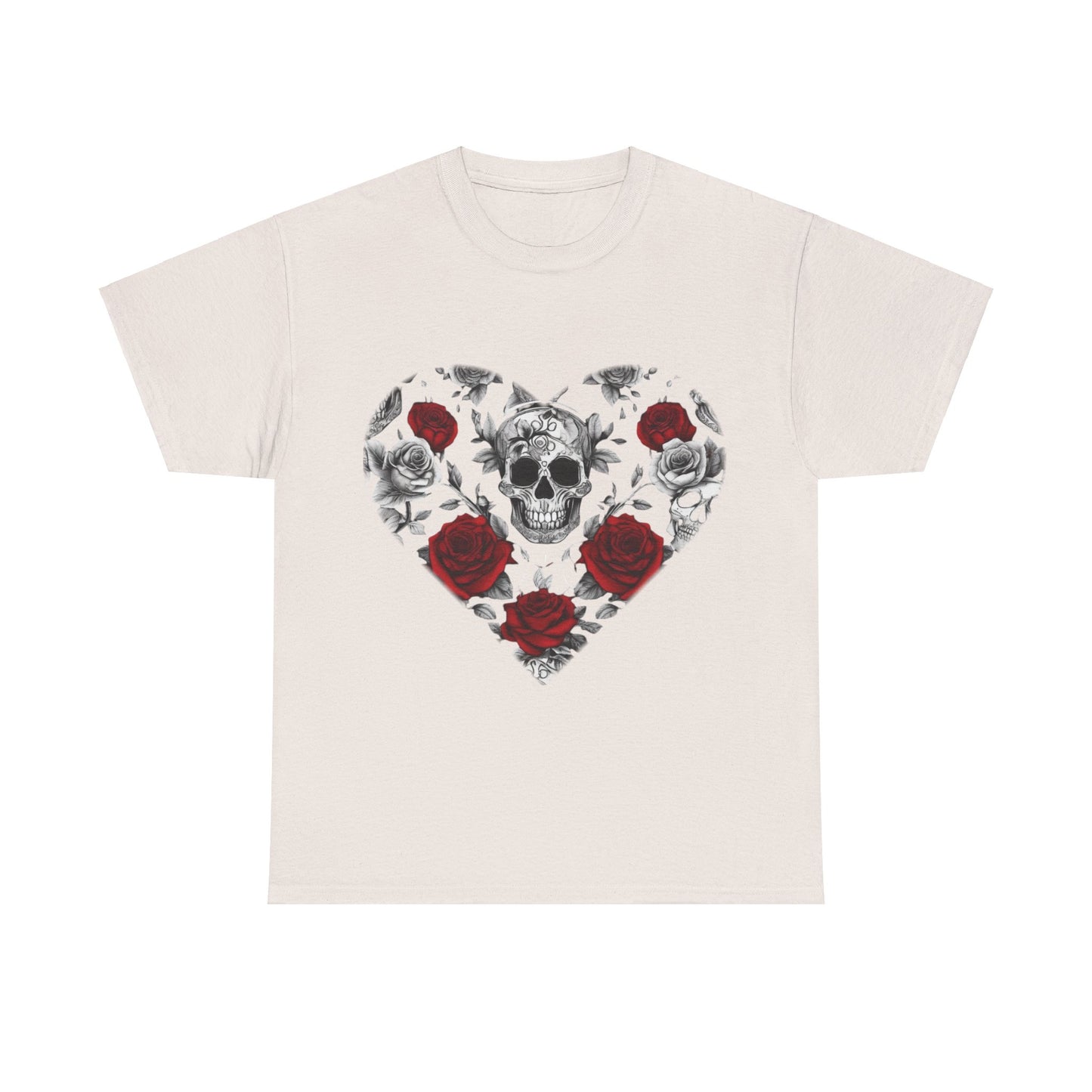 Skulls and Roses Cotton Tee, Unisex Graphic Shirt, 7 color choice