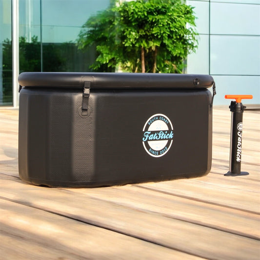 Close-up view of the high-quality drop stitch PVC material used in the Premium XL Cold Water Therapy Ice Bath, showcasing durability and luxury.