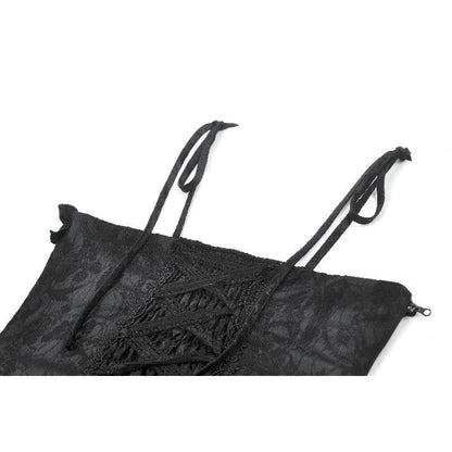 Detailed view of the lace-up back of Dark in Love Selene Corset Top, emphasizing the gothic opulence and craftsmanship.