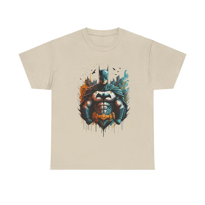 Luxury unisex graphic tee featuring a powerful Batman design, showcasing the Dark Knight in vibrant colours and intricate details, titled 'Unleash the Power of Gotham: Batman Graphic Unisex Graphic Tee Shirt'.