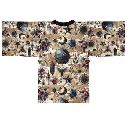 Floral Kimono Robe - Elegant kimono-style robe featuring intricate floral designs, ideal for luxurious lounging.