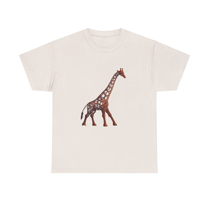 Stylish Unisex Giraffe Graphic Tee in cream featuring a stunning artistic design of a giraffe, embodying elegance and nature's beauty.