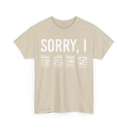 Show off your musical passion in the 'Sorry I DGAF Graphic T-Shirt Urban Unisex Cotton Tee' featuring intricate chord illustrations on a premium beige fabric.