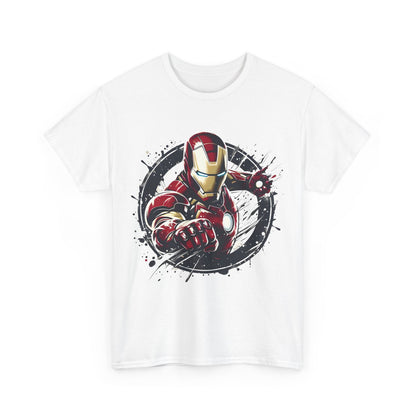 Unleash Your Inner Hero: Iron Man Graphic Tee shirt featuring a vibrant design of Iron Man in red and gold, showcasing a dynamic pose with intricate details.