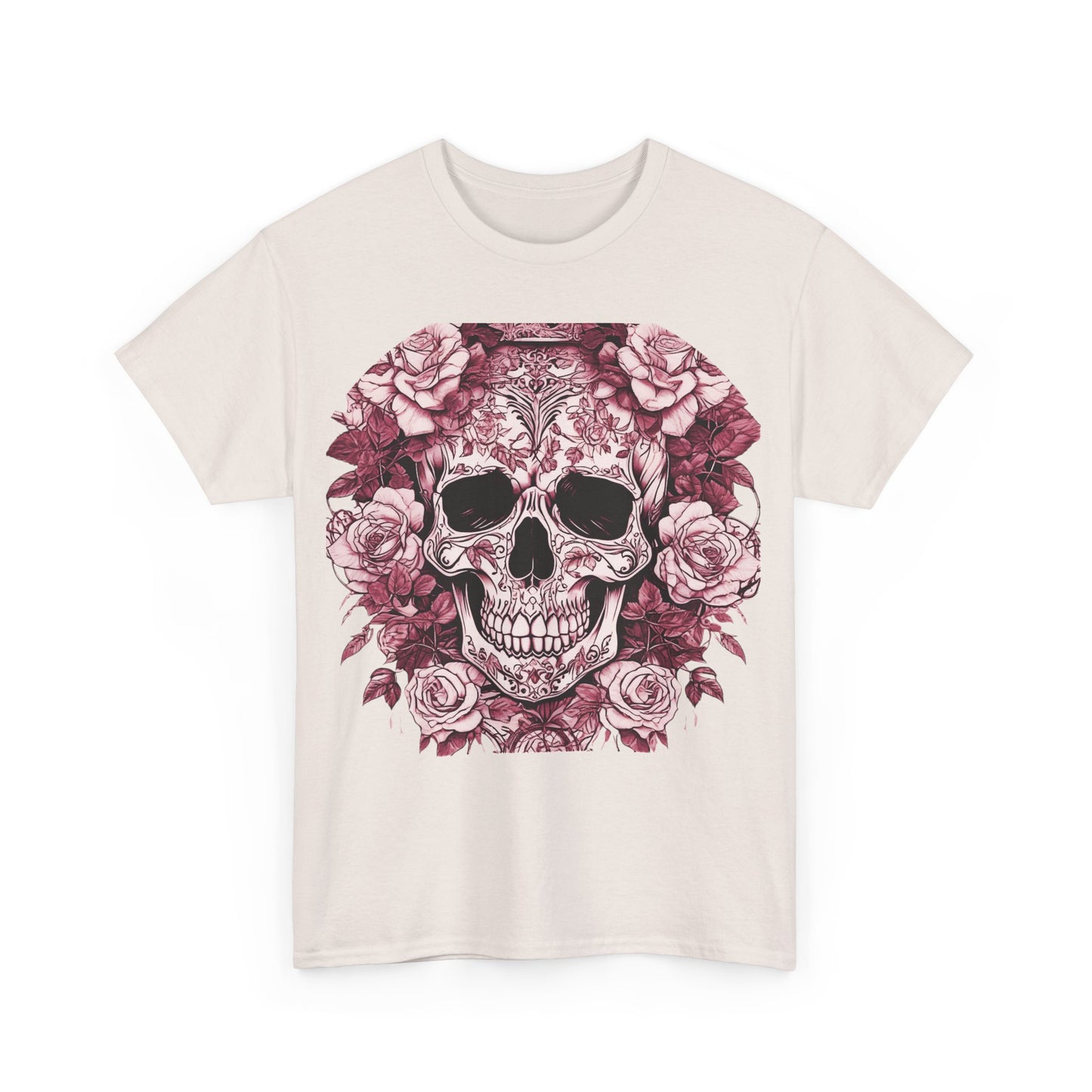 Skulls and Roses Cotton Tee, Unisex Graphic Shirt, 7 color choice