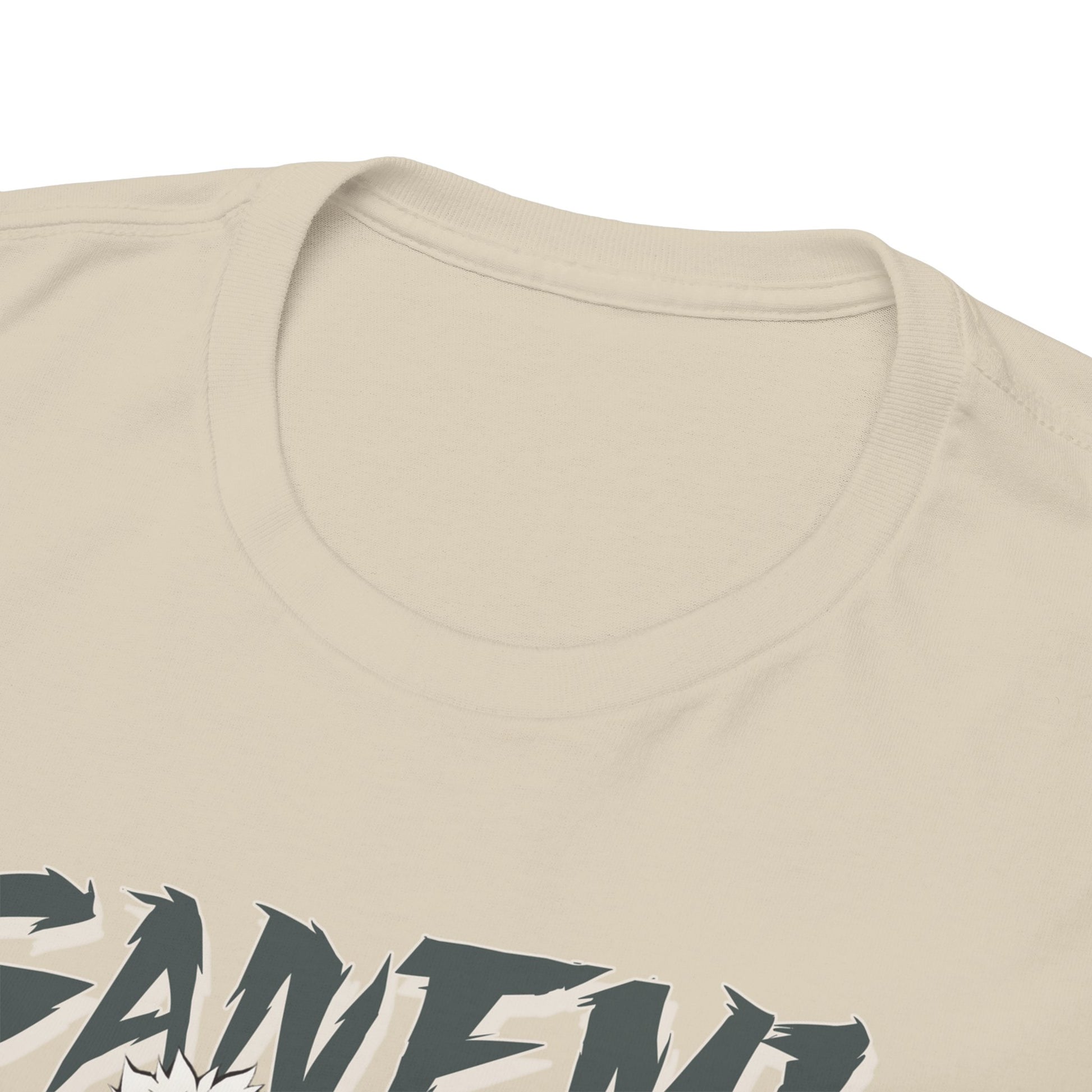 Close-up view of the luxurious Sanemi Shinazugawa T-shirt collar, showcasing superior fabric quality and attention to detail, ideal for discerning anime fashion lovers.