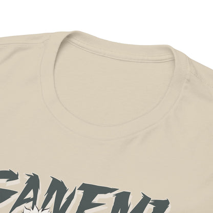 Close-up view of the luxurious Sanemi Shinazugawa T-shirt collar, showcasing superior fabric quality and attention to detail, ideal for discerning anime fashion lovers.