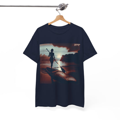 Luxurious fabric of the Delightful Paddle Board T-Shirt designed for comfort, perfect for beach days or water sports, by Dazzling Dreams Studio.