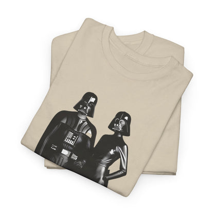 Stylish Mr + Mrs Vader Star Wars unisex mens graphic t-shirt featuring a refined representation of the iconic Sith duo.