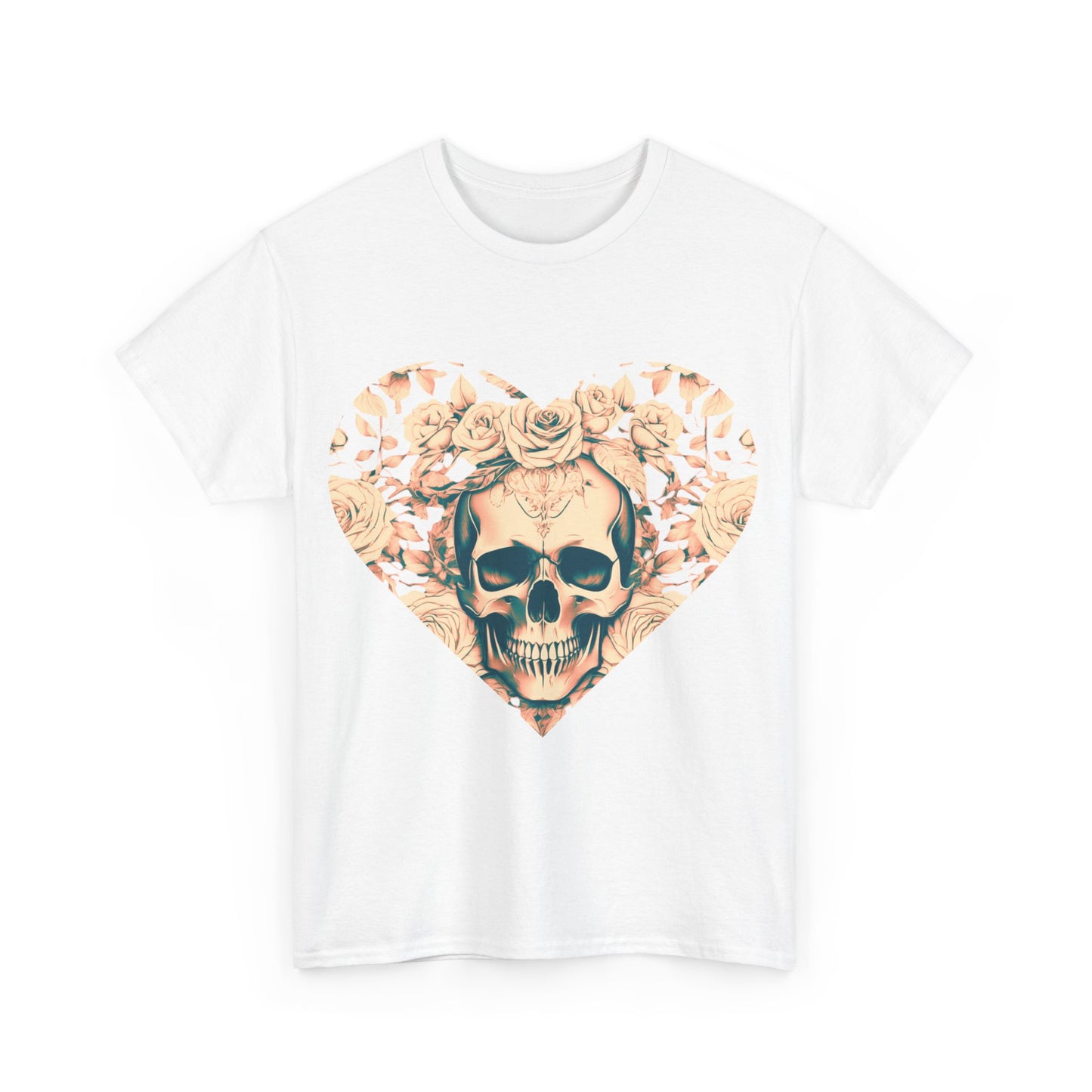 Skulls and Roses Cotton Tee, Unisex Graphic Shirt, 7 color choice