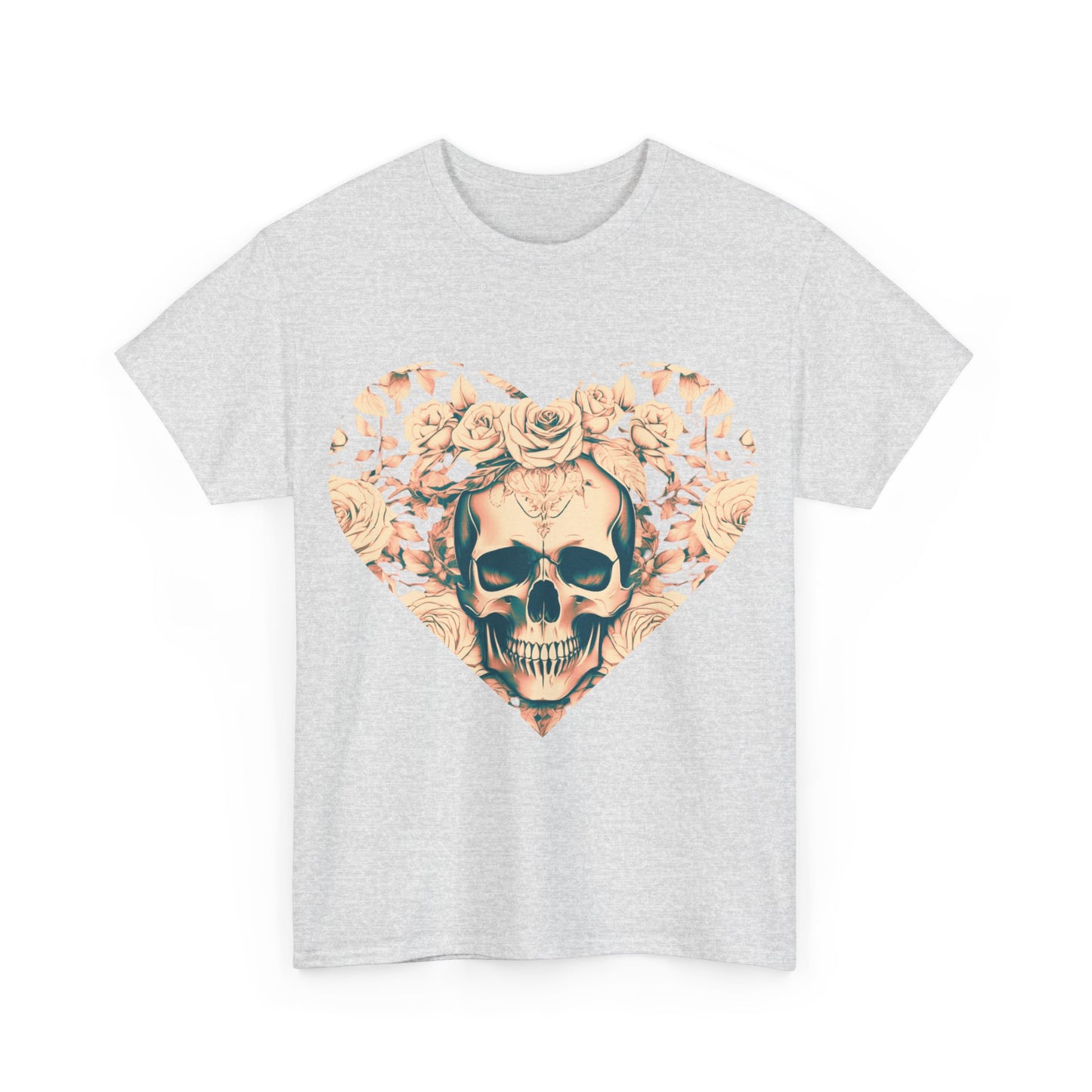 Skulls and Roses Cotton Tee, Unisex Graphic Shirt, 7 color choice