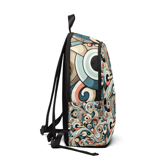 Side view of the Abstract Cartoon Character Backpack demonstrating its playful and imaginative design with adjustable straps and a spacious compartment, ideal for fashion enthusiasts.
