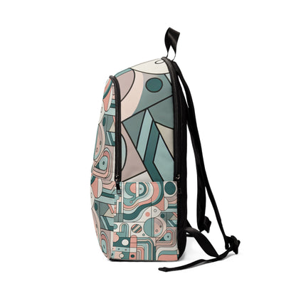 Elegant Pastel Geometric Backpack by Dazzling Dreams Studio, featuring a modern design with eye-catching pastel colours and geometric patterns, perfect for stylish travel.